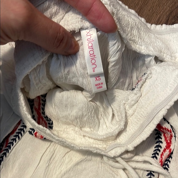 Multicolored Off the Shoulder Long Sleeve Smocked Blouse - Picture 2 of 3